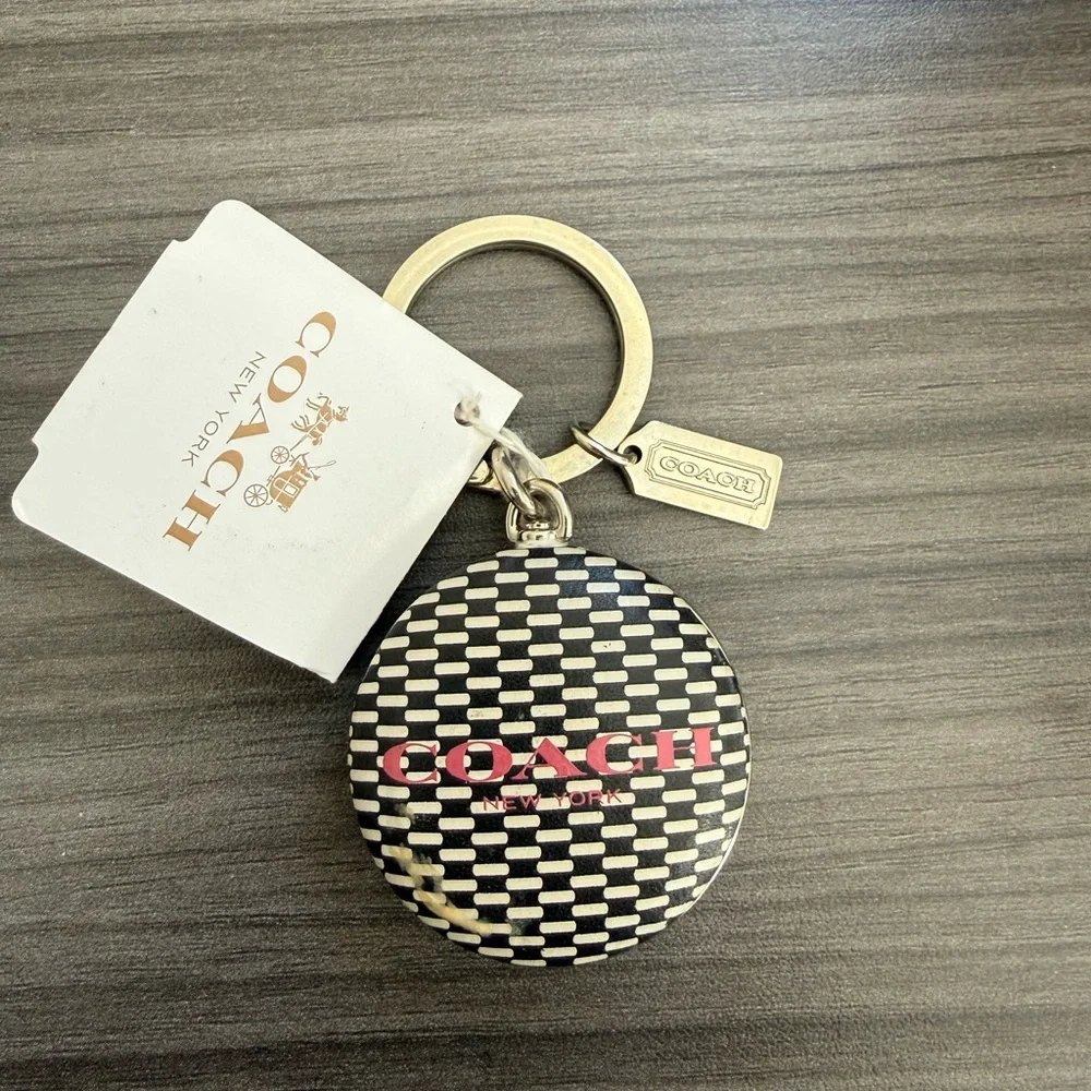 Coach Checkered‎ Black and White Keychain with Pink Logo flashlight
